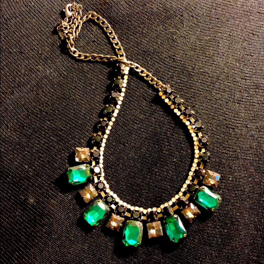 Silver necklace with jewel stones